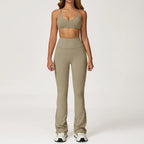 Women Yoga Set 2PCS Sportswear Push Up Workout Clothes Athletic Wear Gym Legging Fitness Bra Crop Top Long Sleeve Sports Suits
