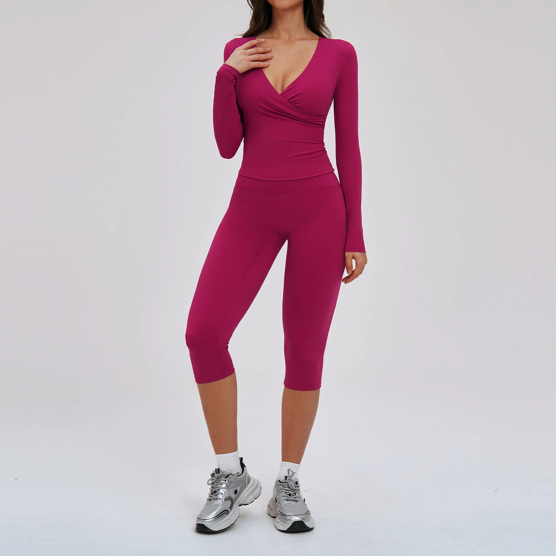 Yoga Outfits 2PCS Sports Suit Women Sportswear Quick-Drying Gym Set Women Tracksuit Running Workout Long Sleeve Yoga Clothing