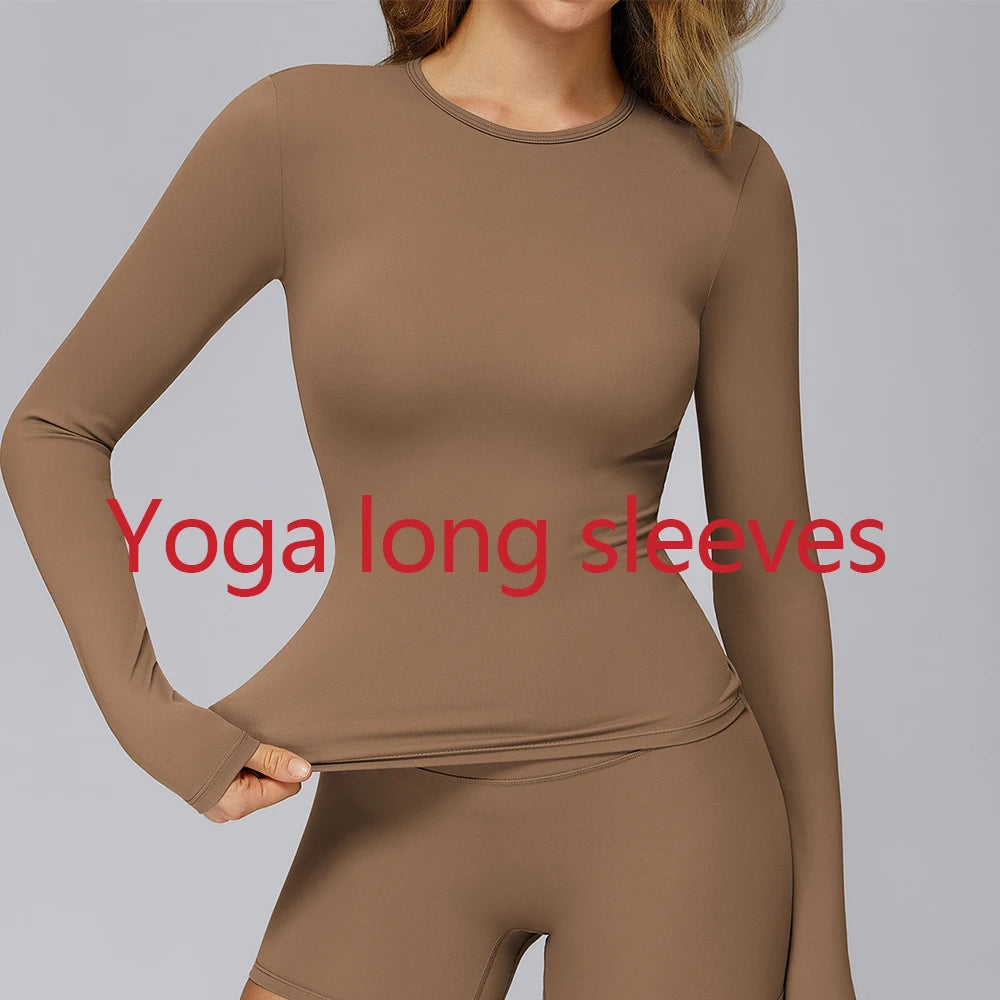 JUREN Sports Long Sleeve Shirt Quick Dry Yoga Clothes Gym Top Women Breathable Fitness Tops Yoga Shirt Women Workout Top Female