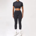 Women's Tracksuit Fitness Suit Yoga Sets Sportswear Workout Short Sleeves Sports High Waist Leggings Gym Clothing Sports Suits