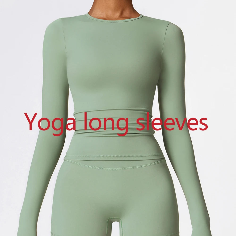 JUREN Sports Long Sleeve Shirt Quick Dry Yoga Clothes Gym Top Women Breathable Fitness Tops Yoga Shirt Women Workout Top Female