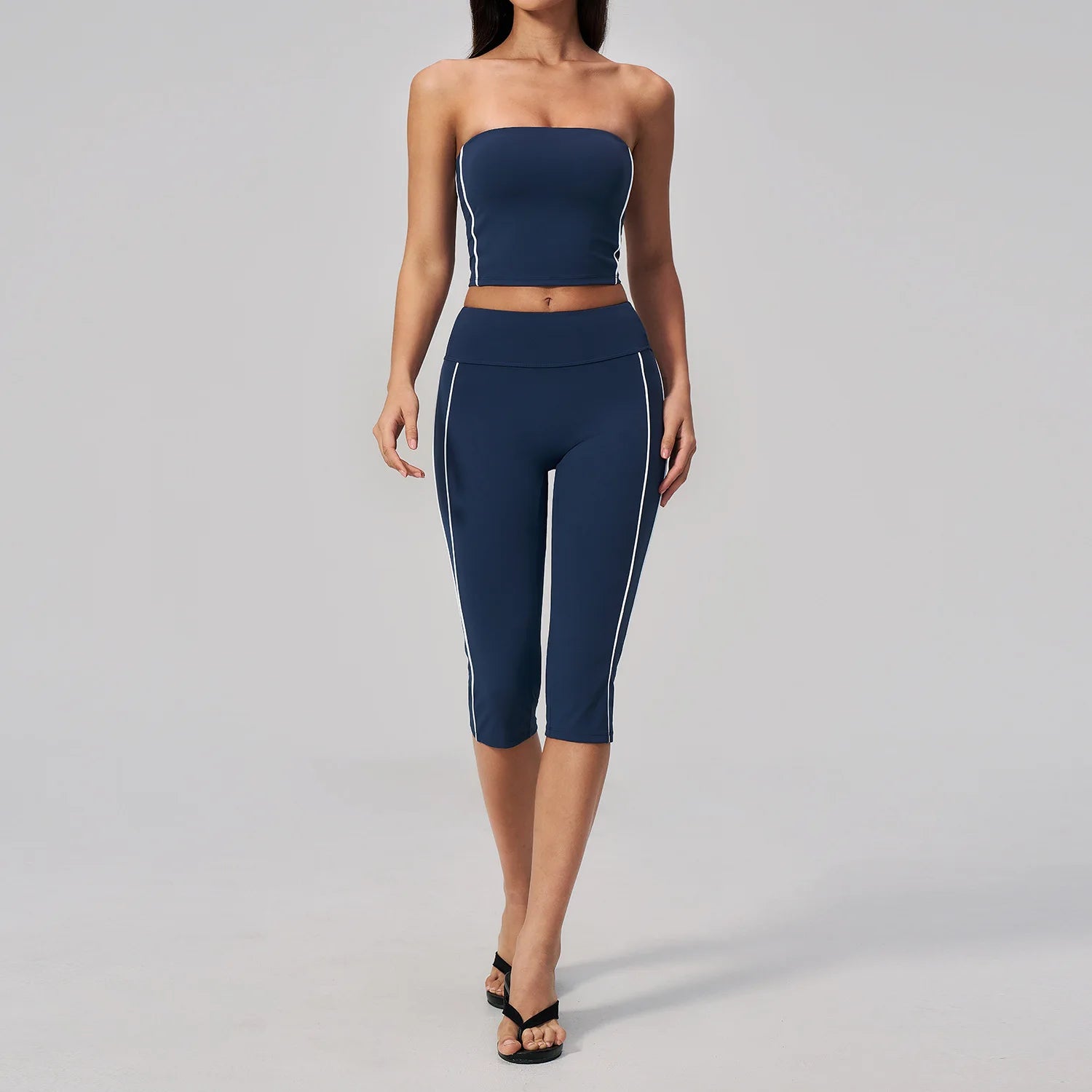 Women's Tracksuit 2PCS Yoga Clothes Athletic Wear Pilates Fitness Suit Gym Outfits Workout Sets Push Up Sports Bra Capri Pants