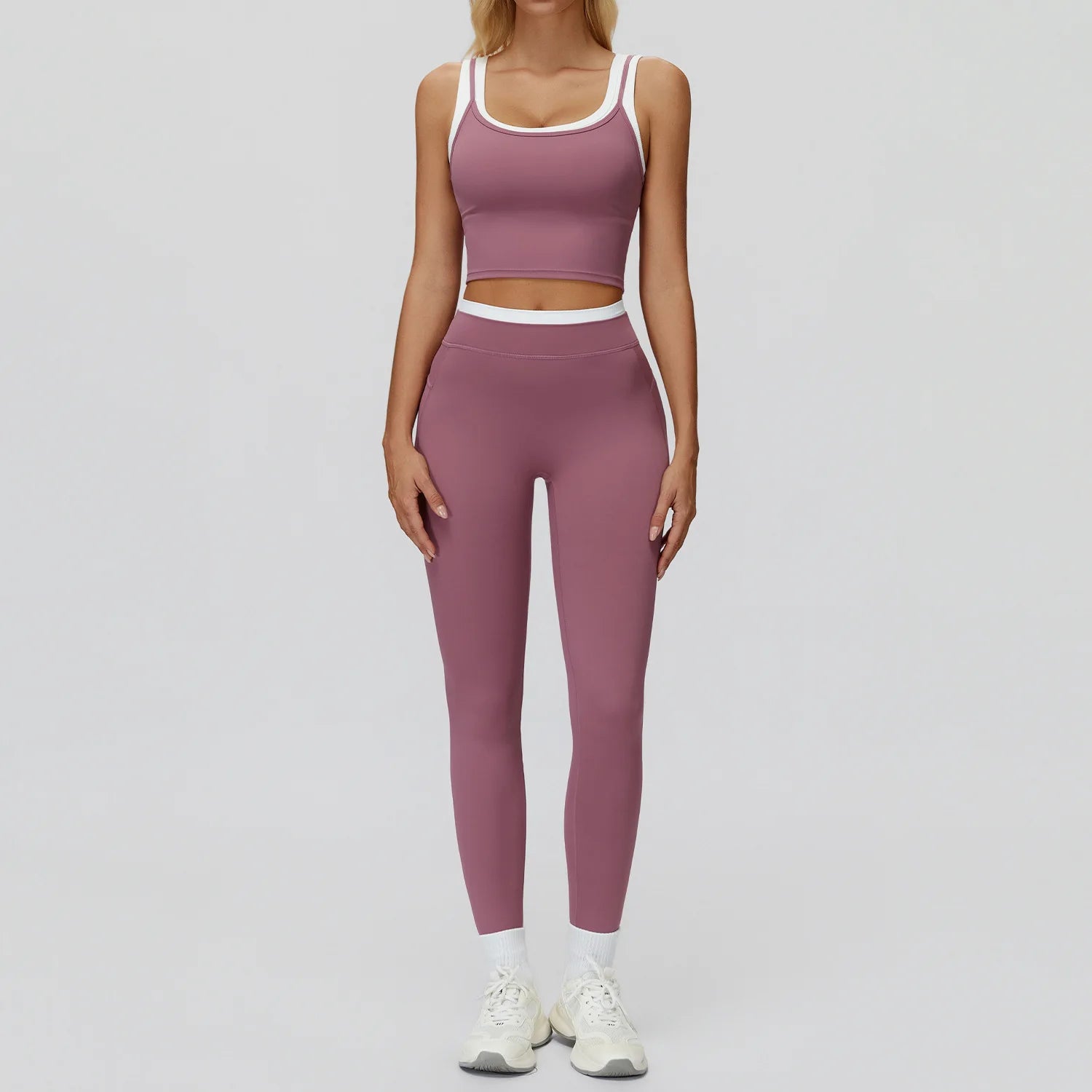 2PCS Sportswear Women Yoga Set Gym Clothes Workout Outfits Sportswear Yoga Suits Fitness Set Tracksuits Sports Bra Gym Leggings