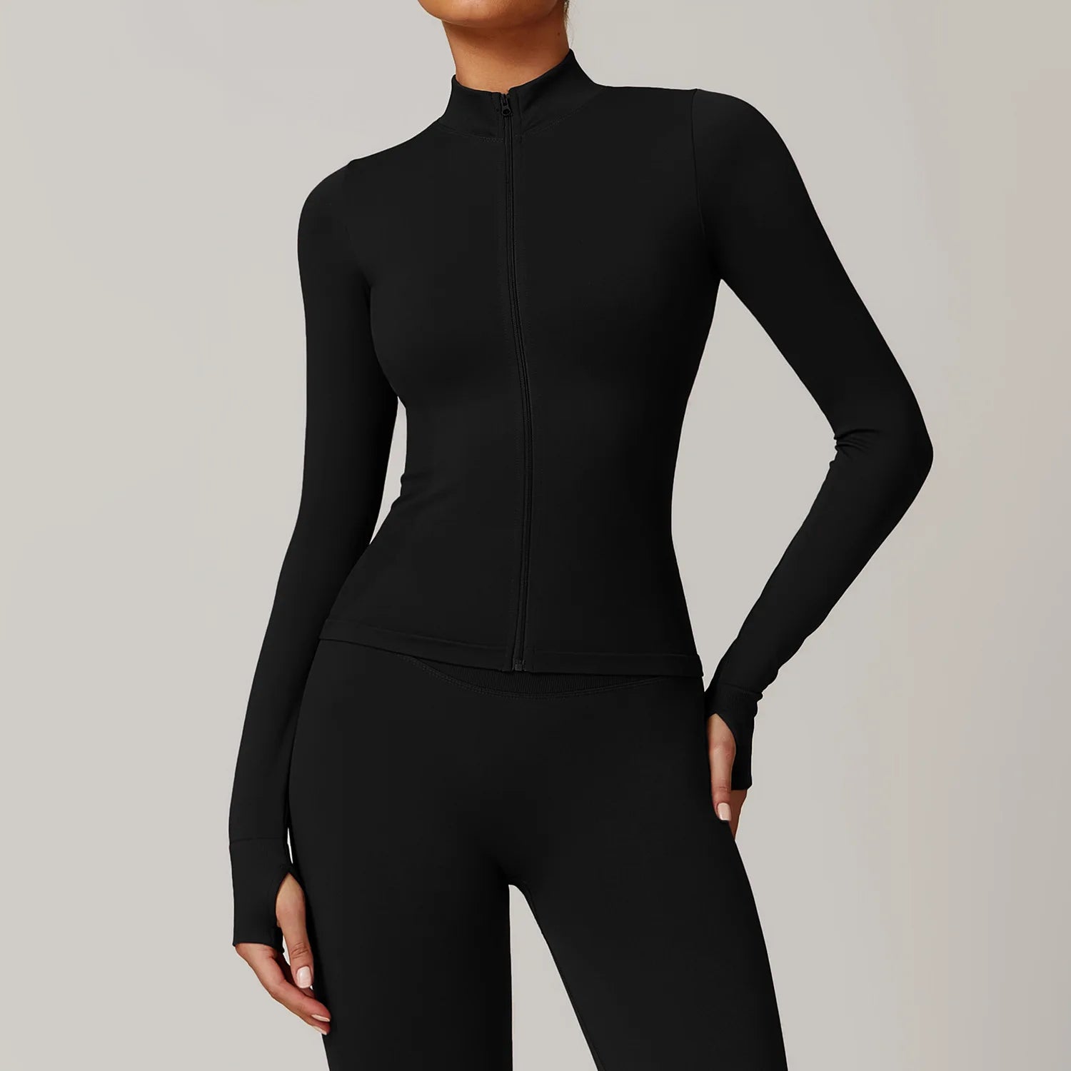 Zipper Long Sleeve Women Jacket Crop Tops Yoga T-shirts Solid Sports Top Running Shirts Sexy Quick Dry Fitness Gym Sport Wear