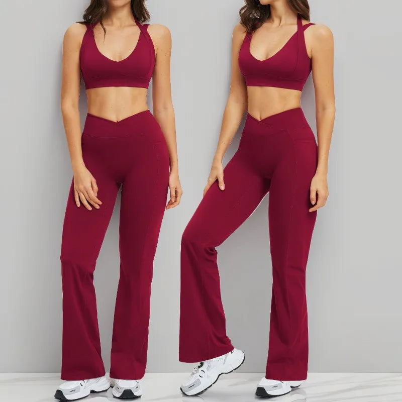 Yoga Set 2PCS Women Clothes Workout Suit Fitness Outfits Sportswear Gym Tracksuit High Waist Leggings Sports Bra Athletic Wear
