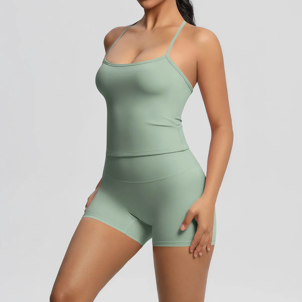 JUREN Yoga Sport Set Women Seamless Crop Top Bra Shorts Yoga Set Comfort Elastic Sportsuit Workout Outfit Fitness Gym Clothes