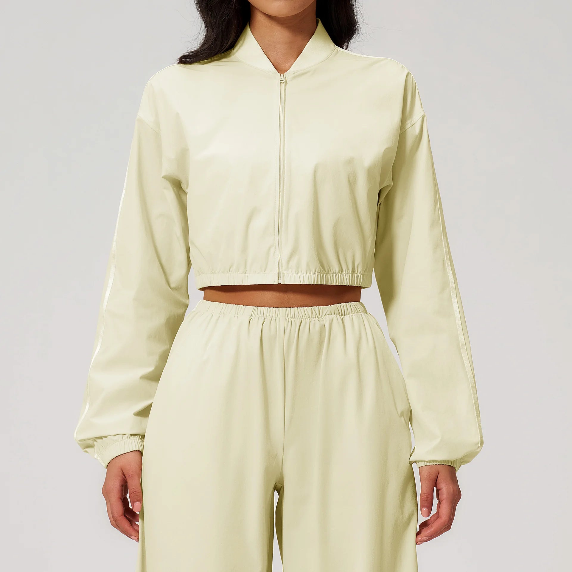 New Summer Yoga Long Sleeved Jacket For Women Sun Protection Outdoor Sports Fitness Short Standing Collar Sun Protection Jacket