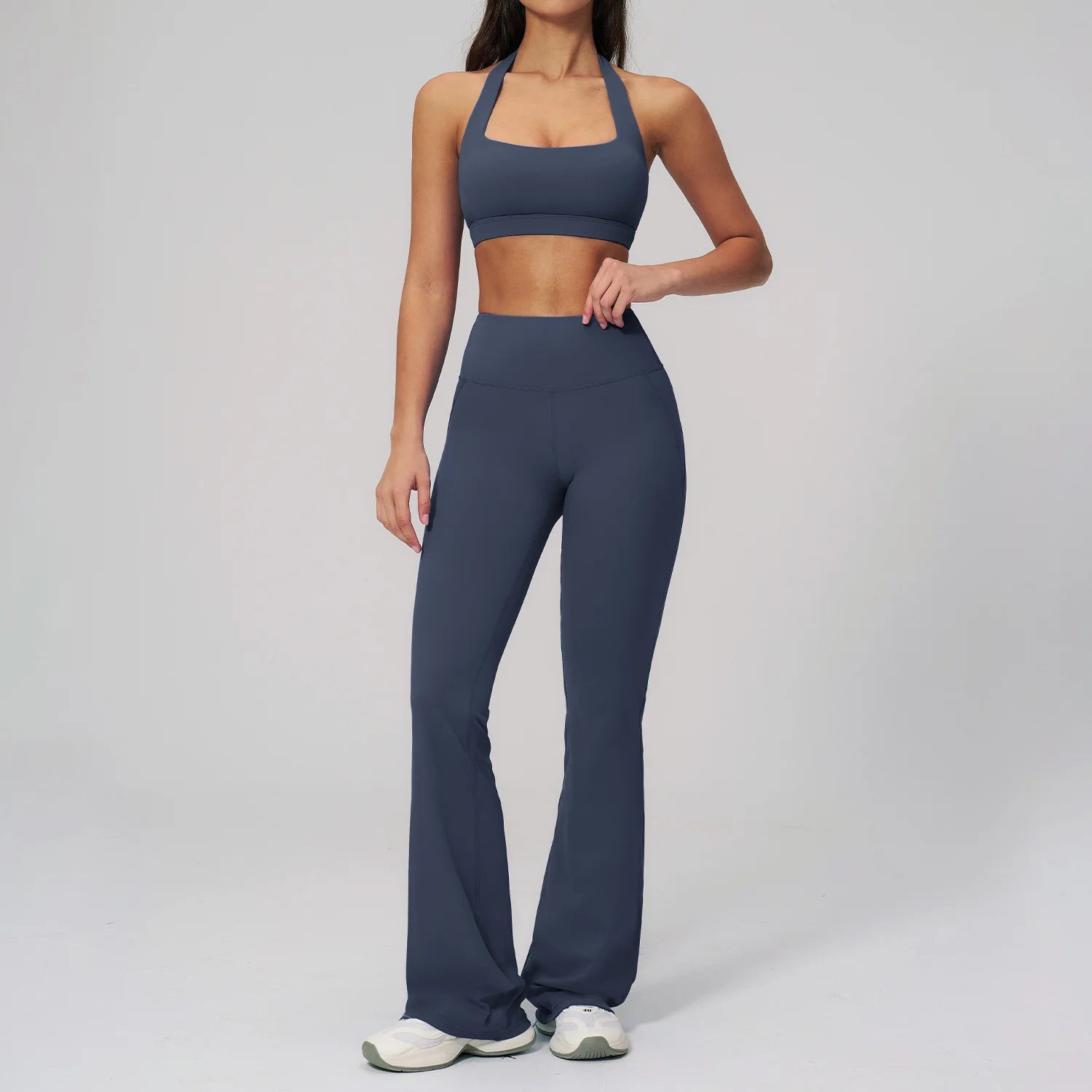 Women's Tracksuit Yoga Set 2 Pieces Athletic Wear Workout Sportswear Gym Clothing High Waist Bell-bottoms Fitness Sports Suits