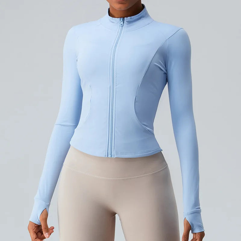 Yoga Long Sleeve Sports Jacket Women Zipper Fitness Yoga Shirt Gym Top Activewear Running Coats Workout Clothes For Cycling Tops