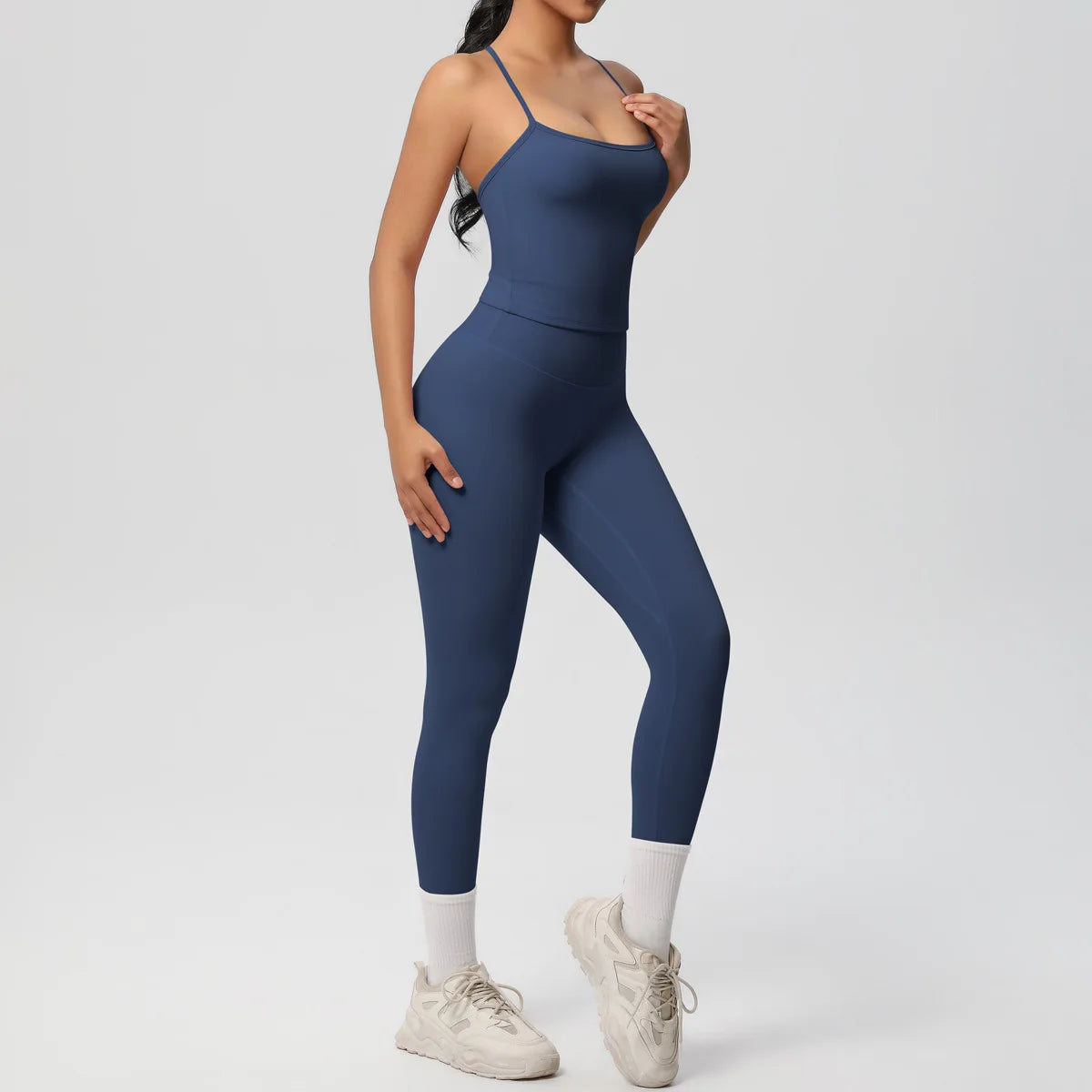 JUREN Yoga Outfits Women Tracksuit Fitness Suit Training Sleeveless Sport Gym Set Workout Overalls Sports Underwear Sportswear
