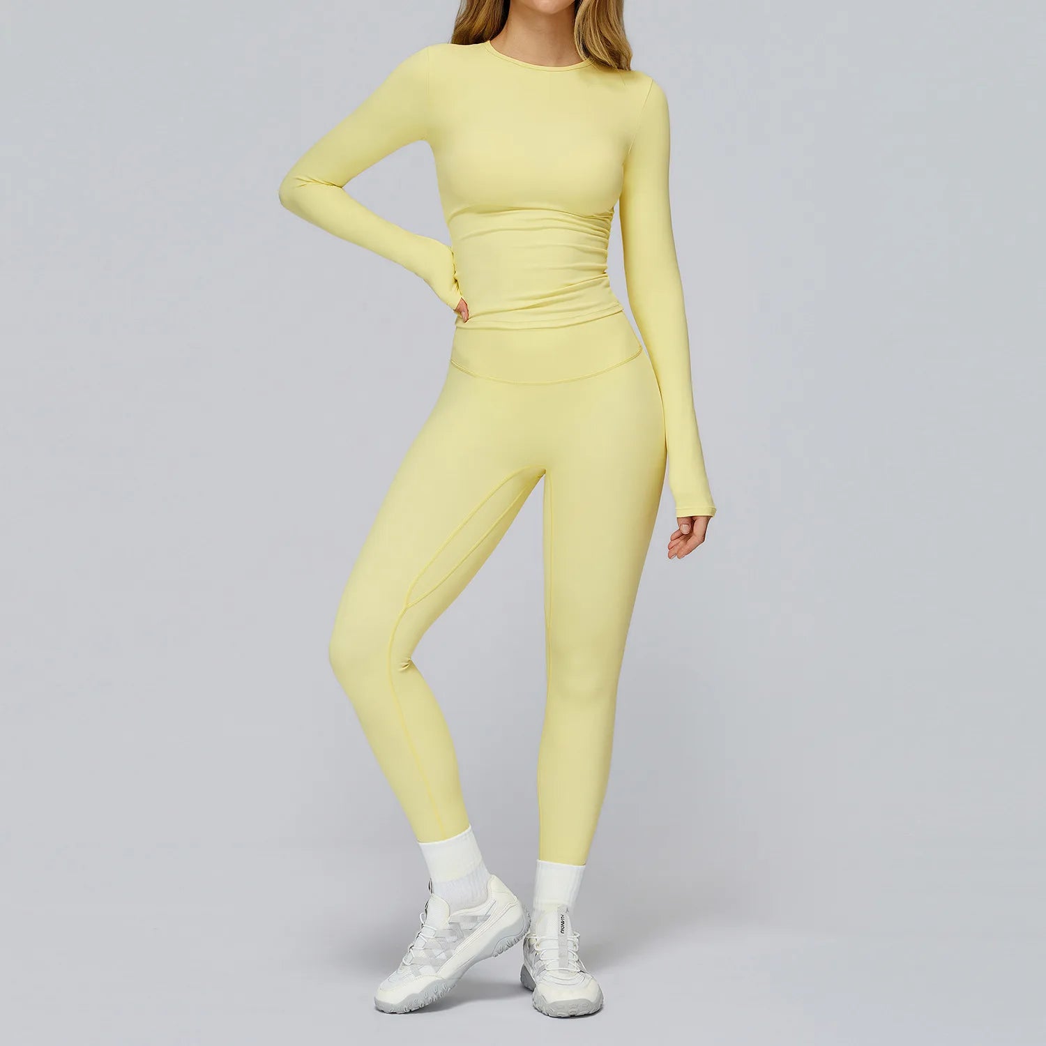 2PCS Yoga Suit Women Sports Outfits Quick-Drying Gym Set Women Tracksuit Running Workout Long Sleeve Sports Shirt Yoga Clothing
