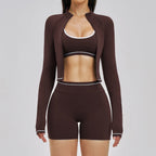 3PCS Yoga Suit Women Tracksuit Sports Outfits Gym Set Running Workout Clothes Long Sleeve Sports Bra Athletic Wear Yoga Clothing