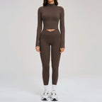 JUREN Sportswear 2PCS Sports Suit Long Sleeve Gym Set Women Tracksuit Quick-Dry Yoga Clothes Workout Leggings Suit Women Outfits
