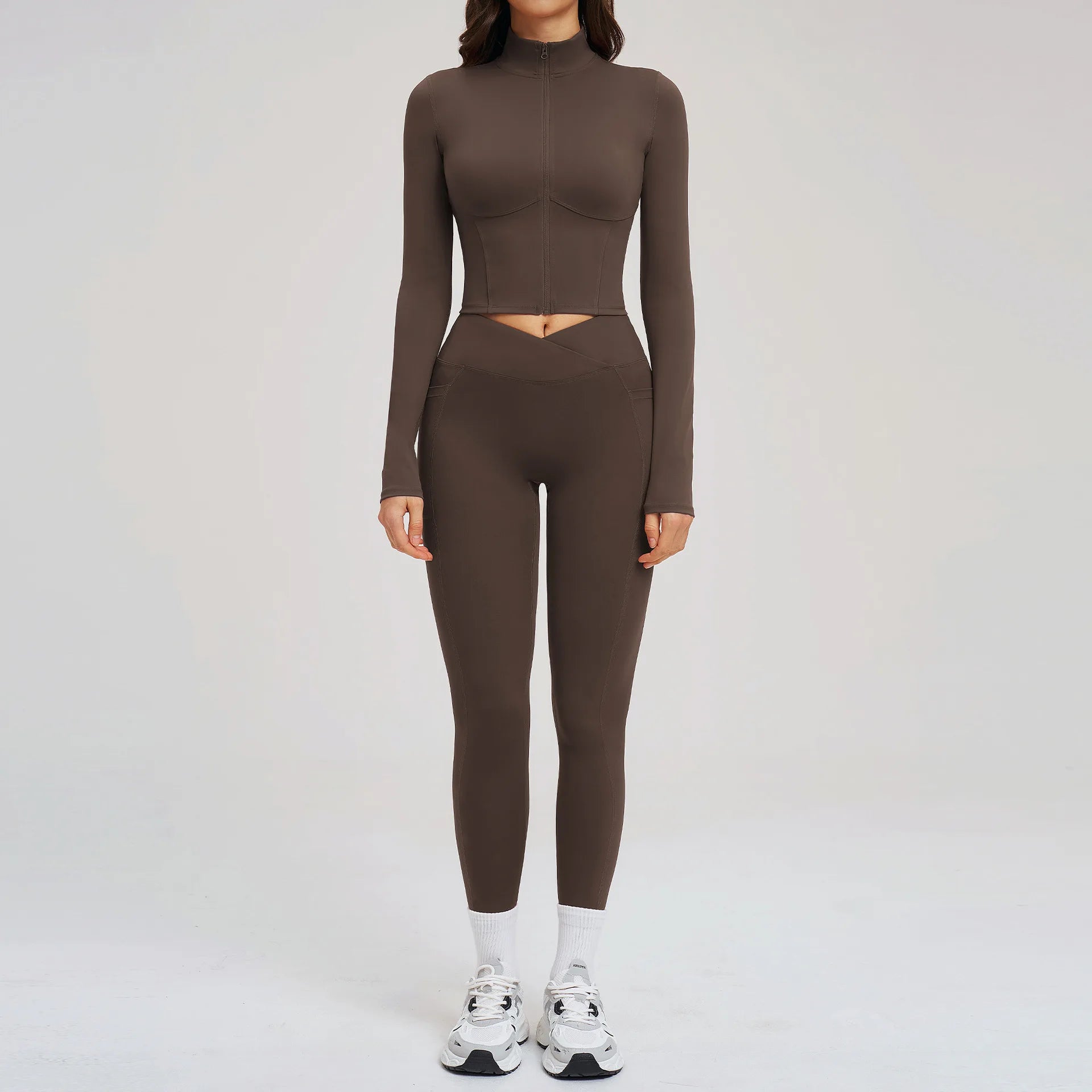JUREN Sportswear 2PCS Sports Suit Long Sleeve Gym Set Women Tracksuit Quick-Dry Yoga Clothes Workout Leggings Suit Women Outfits