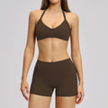 2 Pcs Yoga Suit Women Tracksuit Fitness Outfits Gym Clothes Halter Sports Bra Matching Shorts Shorts Workout Sets Gym Set Outfit