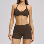 2 Pcs Yoga Suit Women Tracksuit Fitness Outfits Gym Clothes Halter Sports Bra Matching Shorts Shorts Workout Sets Gym Set Outfit
