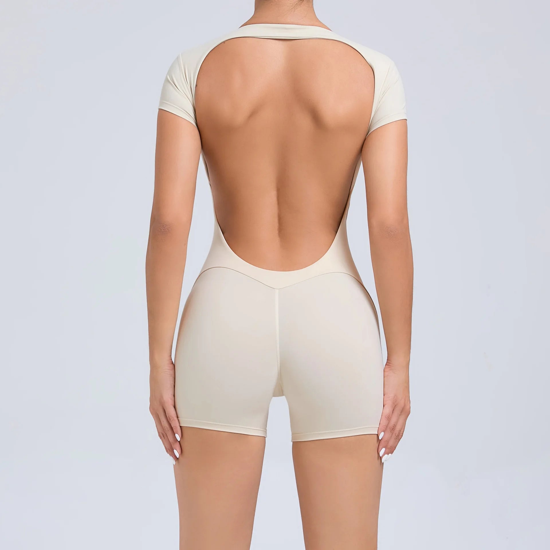 JUREN Jumpsuit Yoga Set Women Workout Set One Piece Sports Suit Short Sleeve Gym Clothes Push Up Fitness Set Bodysuit Sportswear