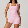 Yoga Set 2PCS Sports Suit Gym Leggings Women Clothes Fitness Tracksuit Workout Short Sleeve Female Yoga Short Skirt Sportswear