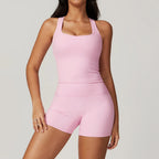 Yoga Set 2PCS Sports Suit Gym Leggings Women Clothes Fitness Tracksuit Workout Short Sleeve Female Yoga Short Skirt Sportswear