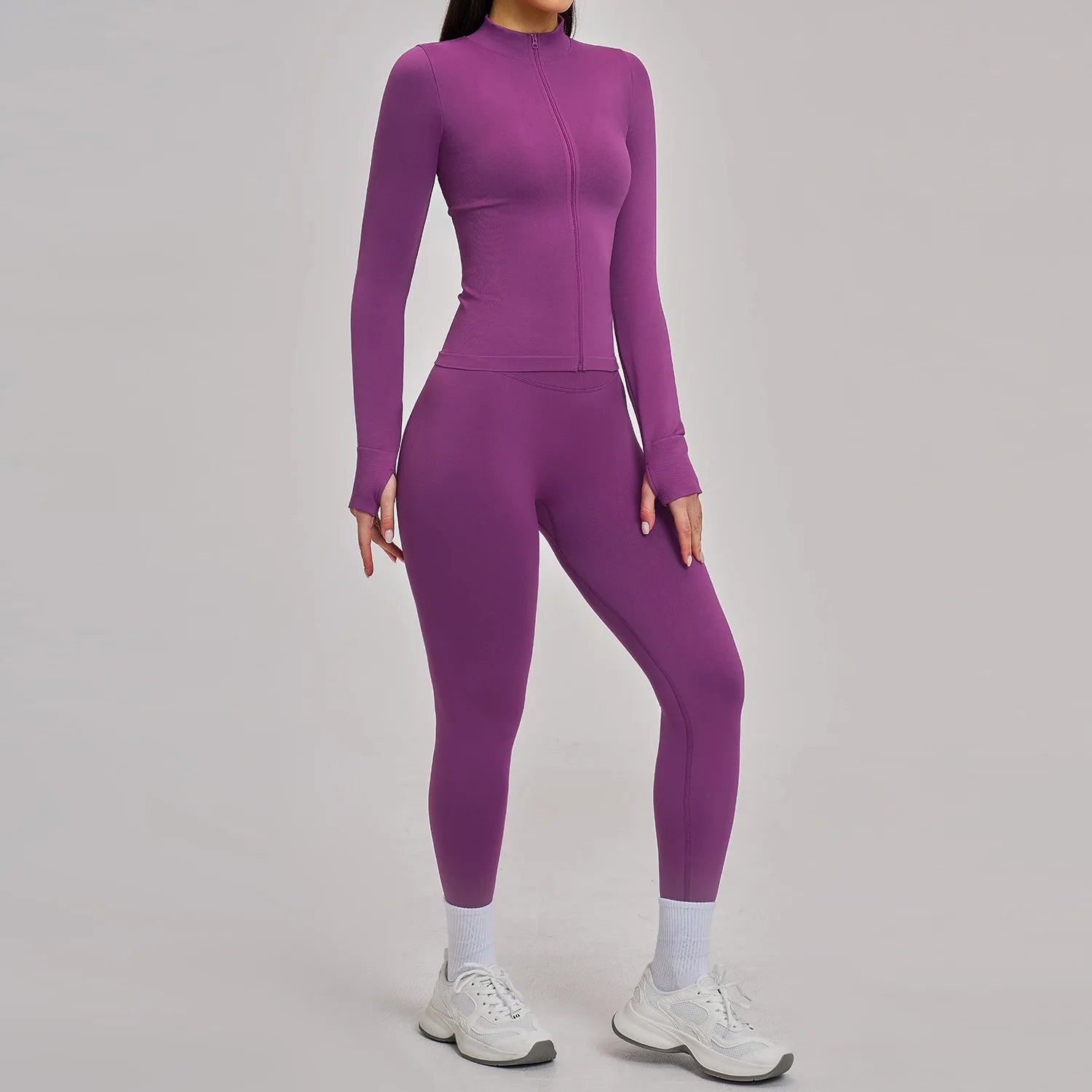 Seamless Yoga Suit 2PCS Sports Set Women Outfits Quick-Drying Gym Set Women Tracksuit Running Workout Long Sleeve Yoga Clothing