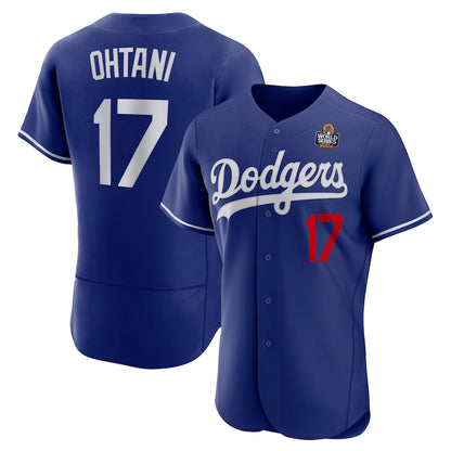 Los Angeles Dodgers #17 Shohei Ohtani Blue 2024 World Series Elite Stitched Baseball Jersey