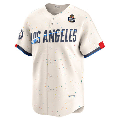 Custom Los Angeles Dodgers #17 Shohei Ohtani Cream 2024 World Series City Connect Limited Cool Base Stitched Baseball Jersey