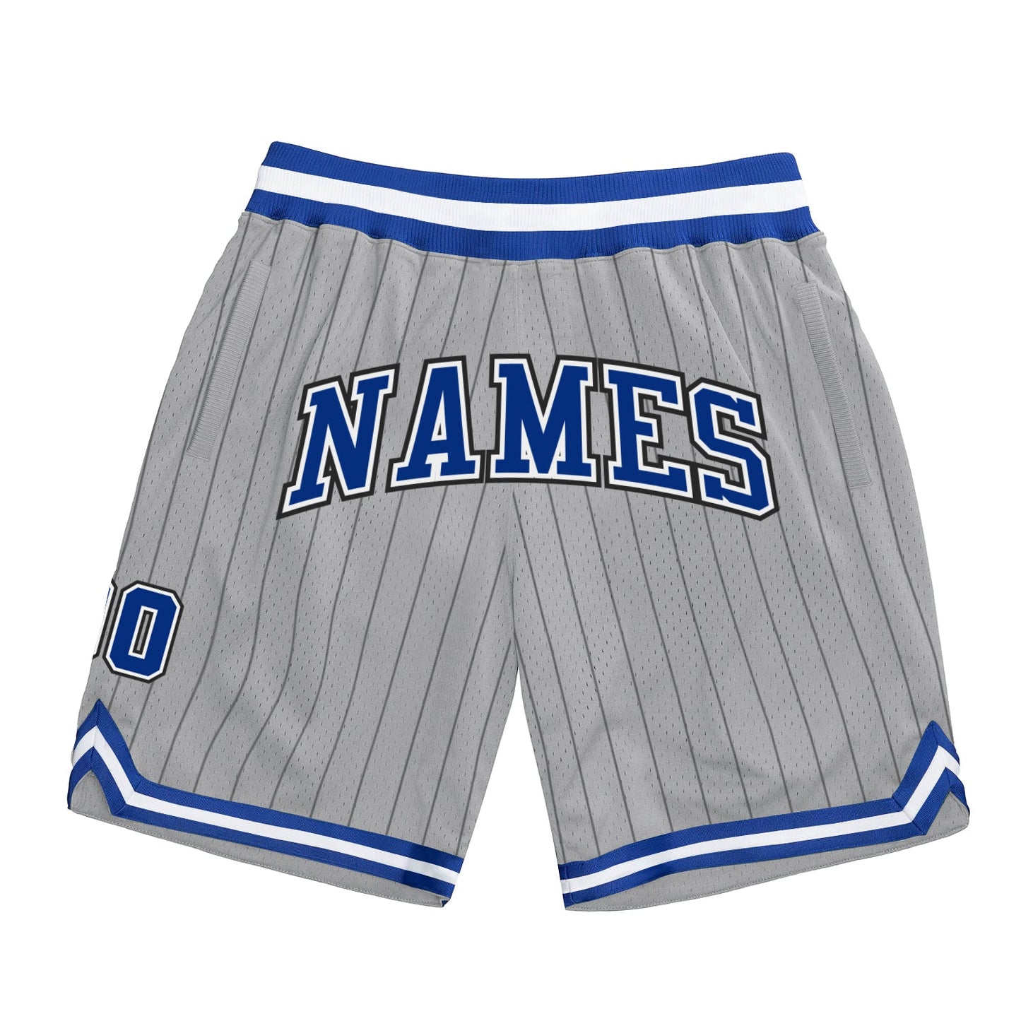 Custom Gray Black Pinstripe Royal-White Authentic Basketball Shorts