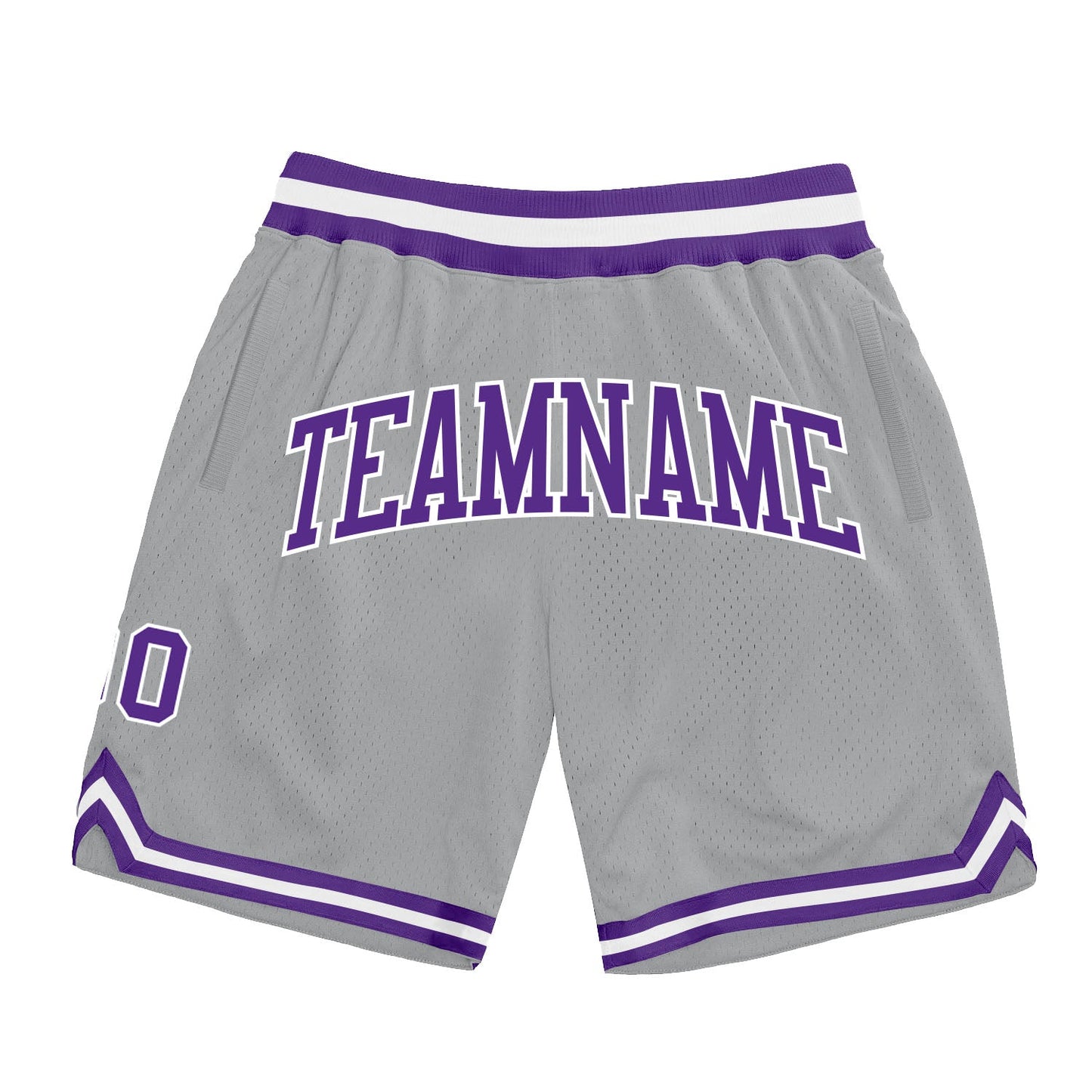 Custom Gray Purple-White Authentic Throwback Basketball Shorts