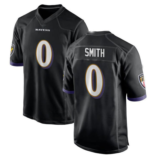 B.Ravens #0 Roquan Smith Black Alternate Game Player Jersey Stitched American Football Jerseys