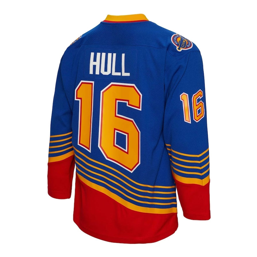 St.L.Blues #16 Brett Hull Mitchell & Ness 1995-96 Blue Line Player Jersey - Blue Stitched American Hockey Jerseys