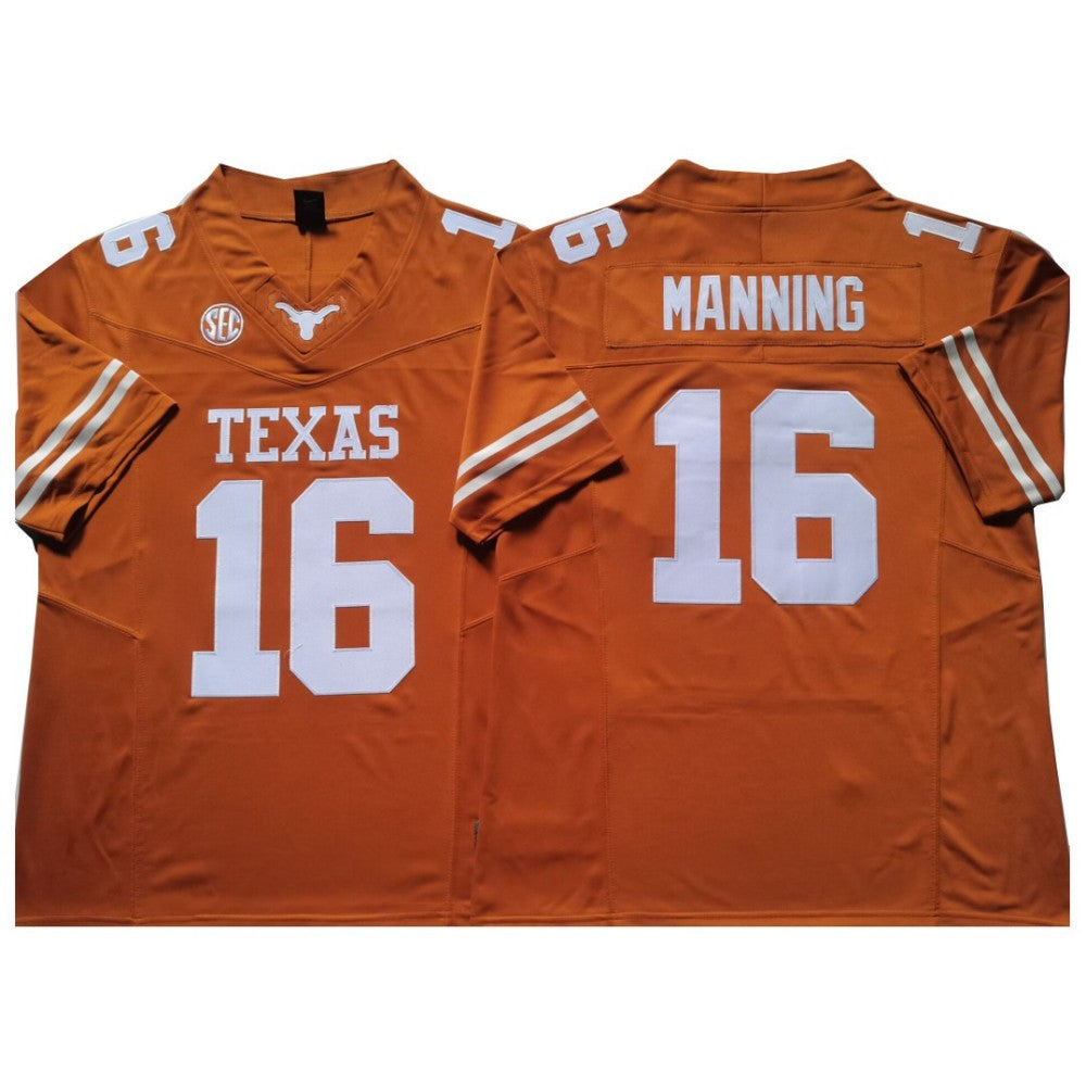 T.Longhorns #16 Arch Manning Orange F.U.S.E Stitched American College Jerseys No Patch