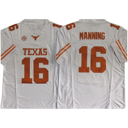 T.Longhorns #16 Arch Manning White F.U.S.E Stitched American College Jerseys No Patch