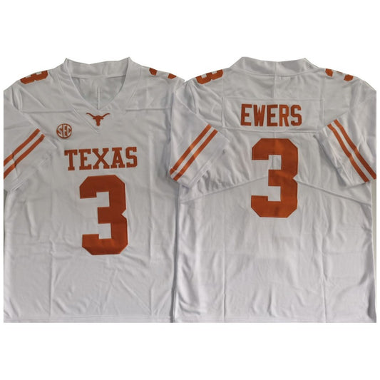 T.Longhorns #3 Quinn Ewers White F.U.S.E Stitched American College Jerseys No Patch