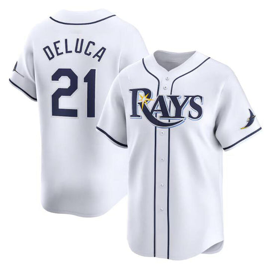 Tampa Bay Rays #21 Jonny DeLuca White Home Limited Stitched Baseball Jersey