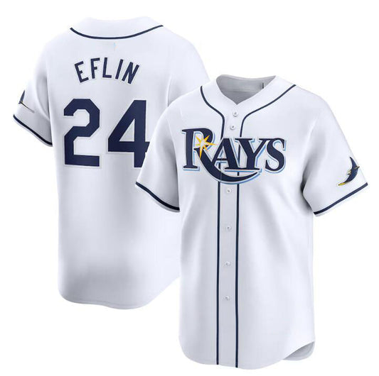 Tampa Bay Rays #24 Zach Eflin White Home Limited Stitched Baseball Jersey