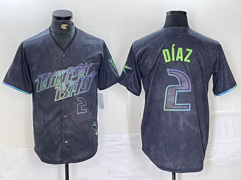 Tampa Bay Rays #2 Yandy Diaz Number Charcoal 2024 City Connect Limited Stitched Baseball Jerseys