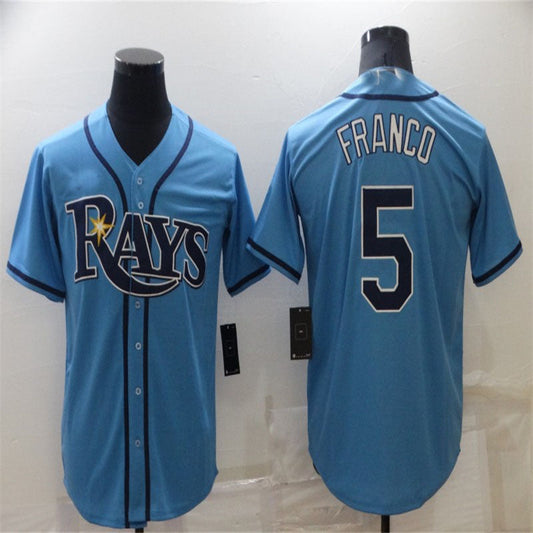 Tampa Bay Rays #5 Wander Franco Light Blue Stitched Cool Base Jersey Baseball Jerseys
