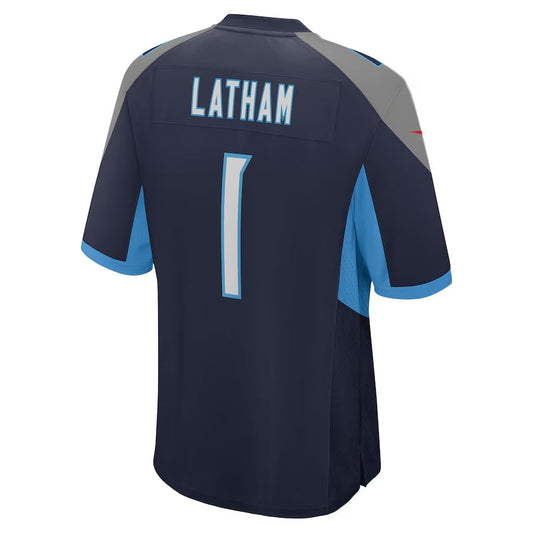 T.Titans #1 JC Latham 2024 Draft First Round Pick Player Game Jersey - Navy American Football Jerseys