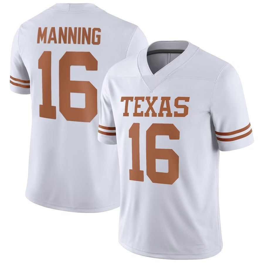 T.Longhorns #16 Arch Manning NIL Replica Football Jersey - White American College Jerseys