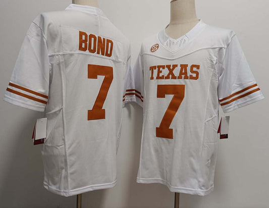 T.Longhorns #7 Isaiah Bond White FUSE Stitched American College Jerseys