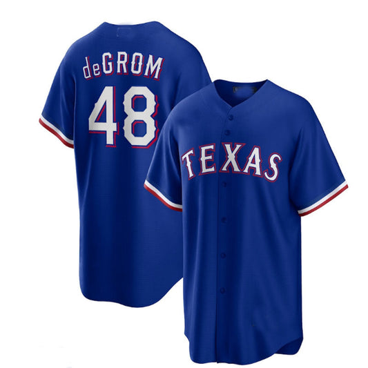 Texas Rangers #48 Jacob deGrom Royal Away Replica Player Jersey Baseball Jerseys