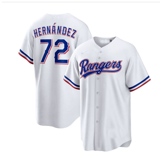 Texas Rangers #72 Jonathan Hern¨¢ndez White Home Replica Player Jersey Baseball Jerseys