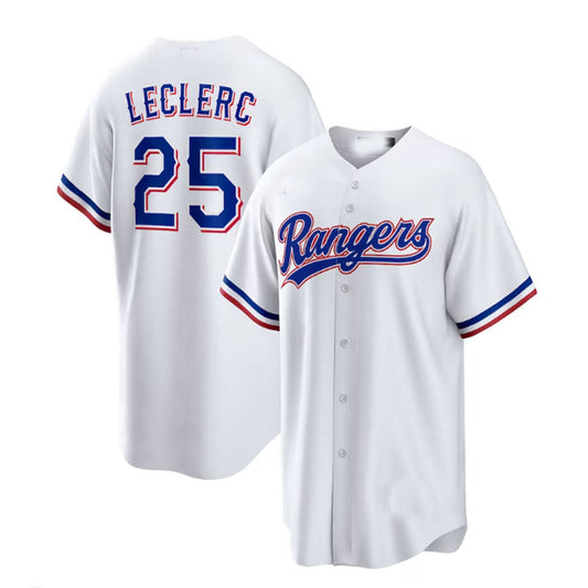 Texas Rangers #25 Jos¨¦ Leclerc White Home Replica Player Jersey Baseball Jerseys