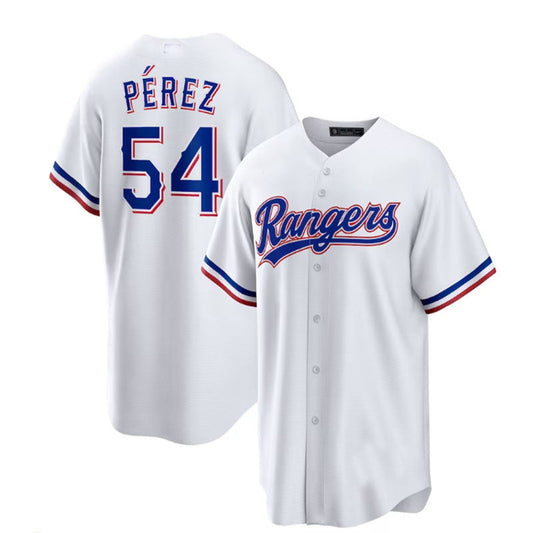 Texas Rangers #54 Mart¨ªn P¨¦rez White Home Replica Player Jersey Baseball Jerseys