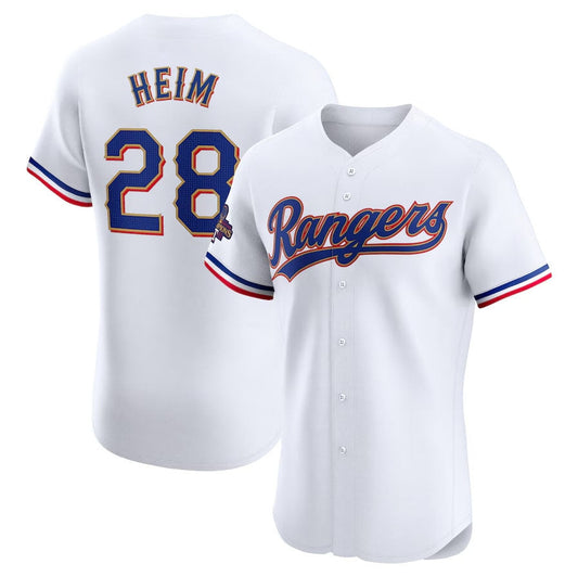 Texas Rangers #28 Jonah Heim 2024 Gold Collection Elite Player Jersey – White Baseball Jerseys