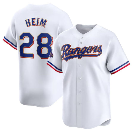 Texas Rangers #28 Jonah Heim 2024 Gold Collection Limited Player Jersey – White Baseball Jerseys
