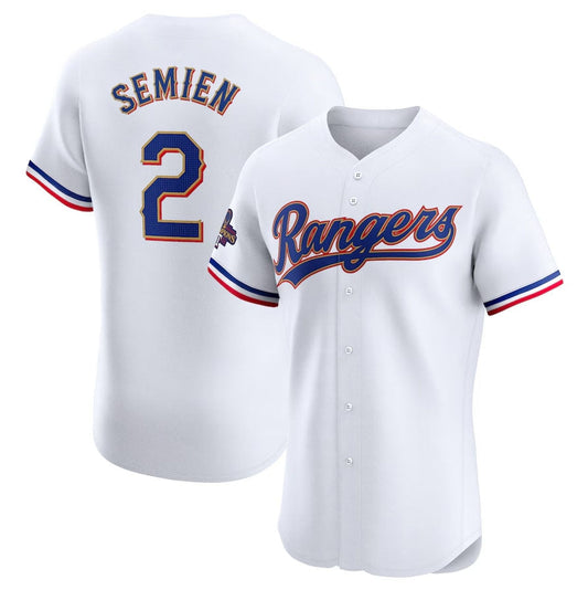 Texas Rangers #2 Marcus Semien 2024 Gold Collection Elite Player Jersey – White Baseball Jerseys