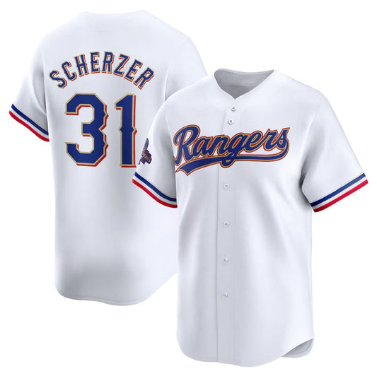 Texas Rangers #31 Max Scherzer 2024 Gold Collection Limited Player Jersey – White Baseball Jerseys