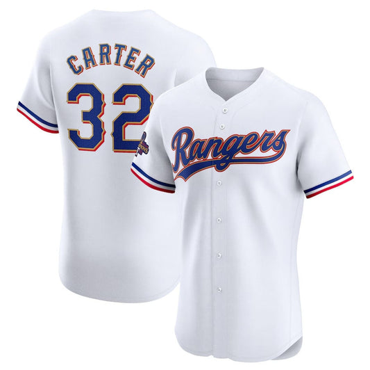 Texas Rangers #32 Evan Carter 2024 Gold Collection Elite Player Jersey – White Baseball Jerseys