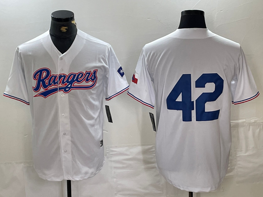 Texas Rangers #42 Jackie Robinson White Cool Base Stitched Baseball Jersey